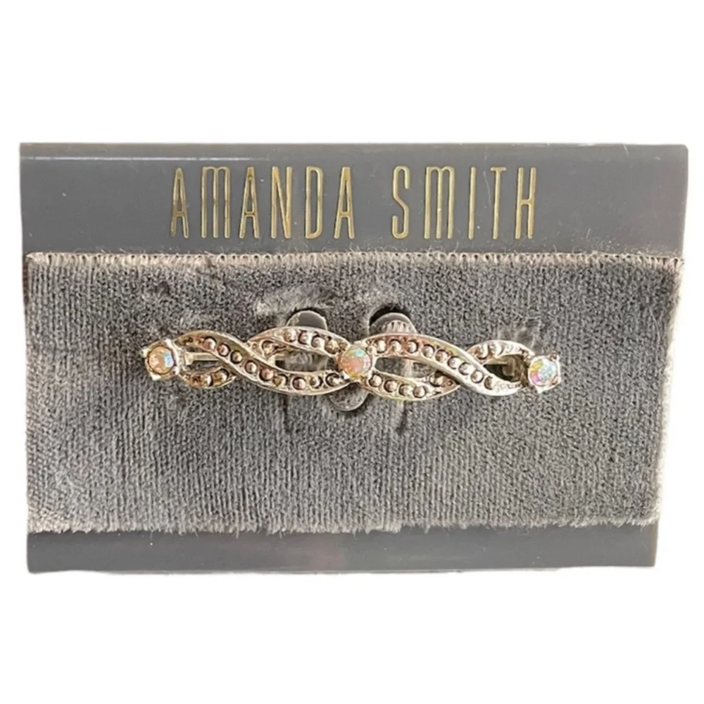 Elegant Filigree Silver Braid Iridescent Gemstone Pin Brooch